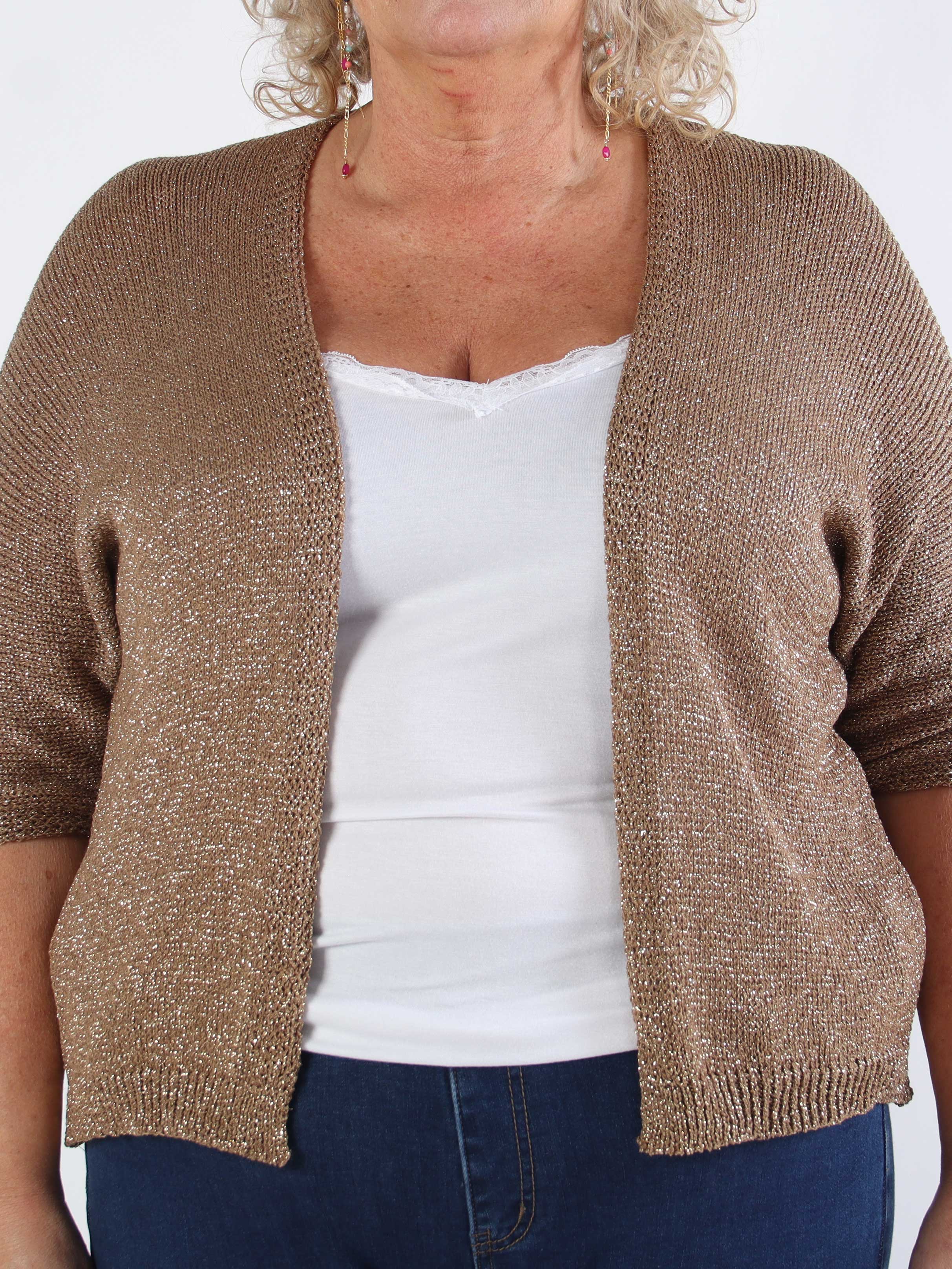 Mariela - Sød plus size cardigan i viskose med glimmertråde